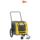 Cumpara ieftin Remorca bicicleta animale companie, galben/gri, oxford/fier