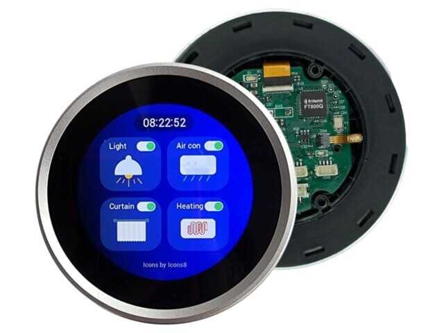 Afișaj TFT 2,1&quot; 480x480 capacitiv BRIDGETEK FT800Q 300cd/m2 5V DC