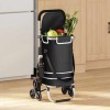 vidaXL Carucior Cumparaturi Pliabil, Negru, 47x39x100.5cm, Oxford, Roti Stabile, Maner Ajustabil, Interior/Exterior