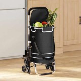 Carucior de cumpărături cu sistem de urcare scări, negru, 40 L