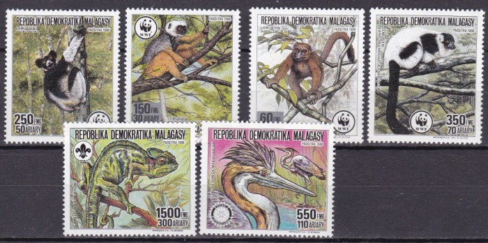 Malgasa 1988 fauna WWF MI 1110-1116 MNH ww81