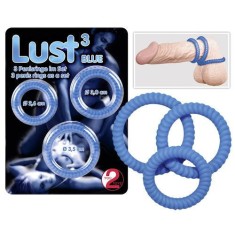 Lust - Set 3 inele pentru penis, albastru