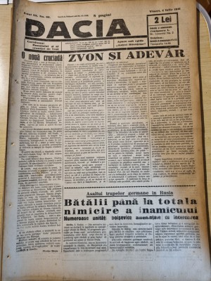 Dacia 4 iulie 1941-art. tara motilor,echipa de fotbal f.c. ripensia,art. razboi foto