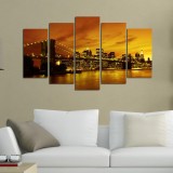 Cumpara ieftin Tablou MDF ( 5 buc ) Brooklyn Bridge, Multicolor, 60x110 cm