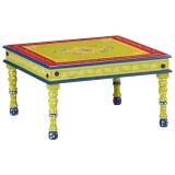 Cumpara ieftin Măsuță de cafea pictată manual, verde, lemn masiv mango