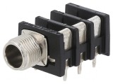 Conector Jack 6,3mm soclu mamă unghi 90&deg; THT, Neutrik