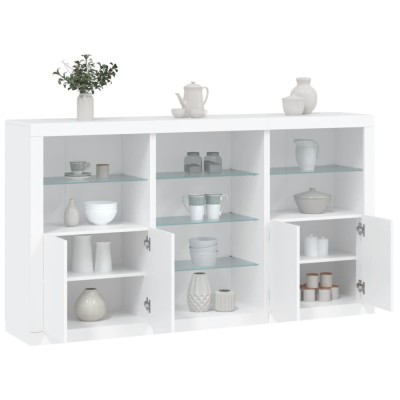 vidaXL Servantă cu lumini LED, alb, 181,5x37x100 cm foto