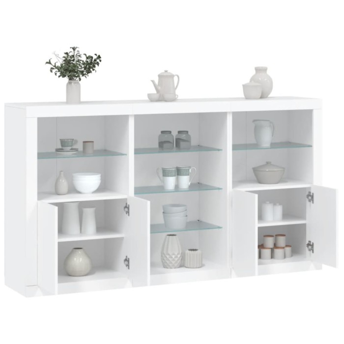 vidaXL Servantă cu lumini LED, alb, 181,5x37x100 cm