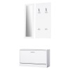 Set mobilier hol, pal, cu pantofar, cuier, oglinda, alb, 3 piese GartenVIP DiyLine, ART