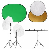 Kit studio foto cu set de lumini, ecran de fundal si reflector GartenMobel Dekor, vidaXL