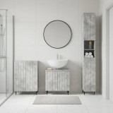 Cumpara ieftin Set de cabinet pentru baie cu 3 piese ZWOLLE Gri Beton