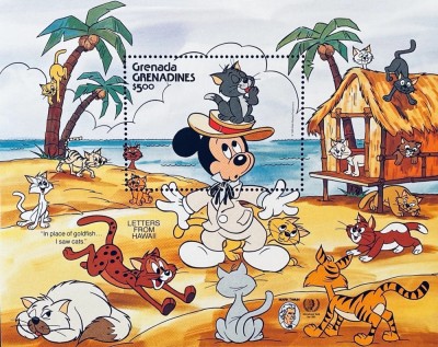 Grenada Grenadines MNH 1985 - Disney desene animate Mark Twain Letters from Hawaii - colita foto