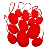 Oua Decorative de Paste Rosii Catifelate, 12 buc, 4-7 cm, CMCLASS