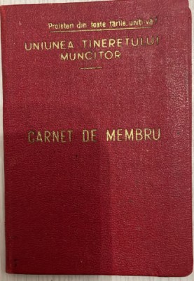1954 Carnet membru UTM, Uniunea Tineretului Muncitor, Raionul Sighisoara, Leonte Margareta Elvira, comunism, stalinism, propaganda, partid foto