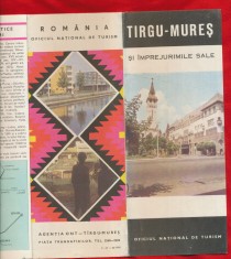 Pliant T&acirc;rgu - Mureş si imprejurimile sale - 14 pagini - 1968