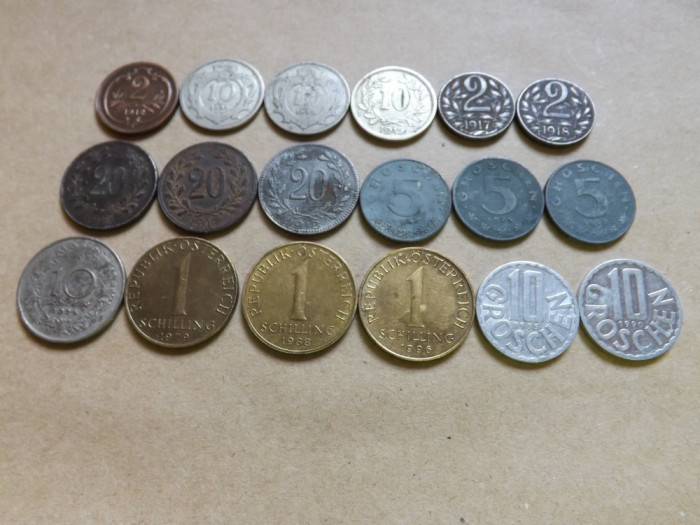 Austria Lot nr. 3 - 18 monede din perioada 1894 - 1996