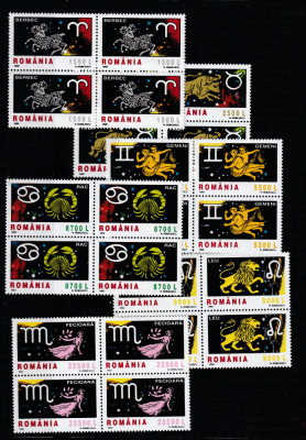 Romania 2002-Semnele Zodiacului (II),serie 6 valori dantelate,bloc de 4,MNH foto