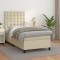 vidaXL Pat box spring cu saltea, crem, 100x200 cm, piele ecologică 3142829