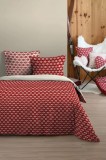 Lenjerie Valgenis Pat Dublu, 3 Piese, Cearsaf Pilota 240x220cm, 2 Fete De Perna 63&times;63cm, Culoare Rosu, 100% Bumbac Oeko Tex