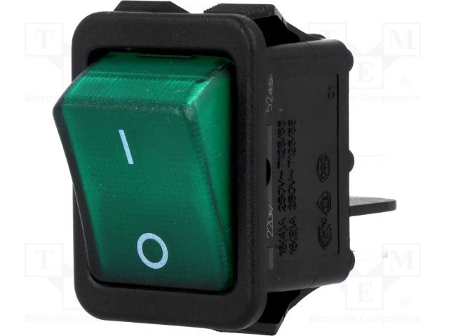Intr 34x31x25mm 16A 250Vac verde neon