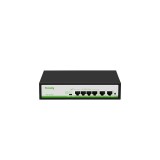 Switch 6 porturi Tiandy, 4 porturi PoE, 2 porturi RJ45 Uplink, protectie supratensiune SafetyGuard Surveillance