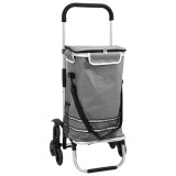 vidaXL Cărucior de cumpărături cu roți și m&acirc;ner reglabil, gri, 40 L