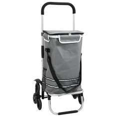 vidaXL Cărucior de cumpărături cu roți și m&acirc;ner reglabil, gri, 40 L