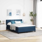 Cumpara ieftin Pat cu arcuri cu headboard albastru 200 x 160 cm tesatura