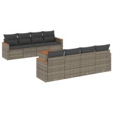 Cumpara ieftin Set canapele de grădină, 9 piese, cu perne, gri, poliratan