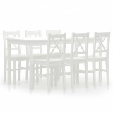 VidaXL Set mobilier de bucătărie, 7 piese, alb, lemn de pin
