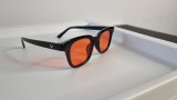 Ochelari de soare Vintage Square - Rama neagra Lentile rosii, Rectangulara, Unisex, Protectie UV 100%