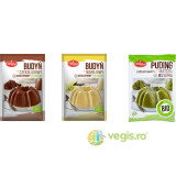 Pachet Budinca de Cacao fara Gluten Ecologica/Bio 40g + Budinca de Vanilie fara Gluten Ecologica/Bio 40g + Budinca de Matcha si Ananas fara Gluten Eco