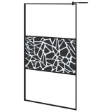 Cumpara ieftin Paravan de dus walk-in negru 115x195 cm sticla ESG model piatra