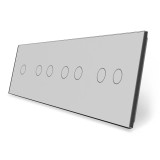 Cumpara ieftin Panou touch Livolo din sticla gri pentru 1 simplu si 3 intrerupatoare duble