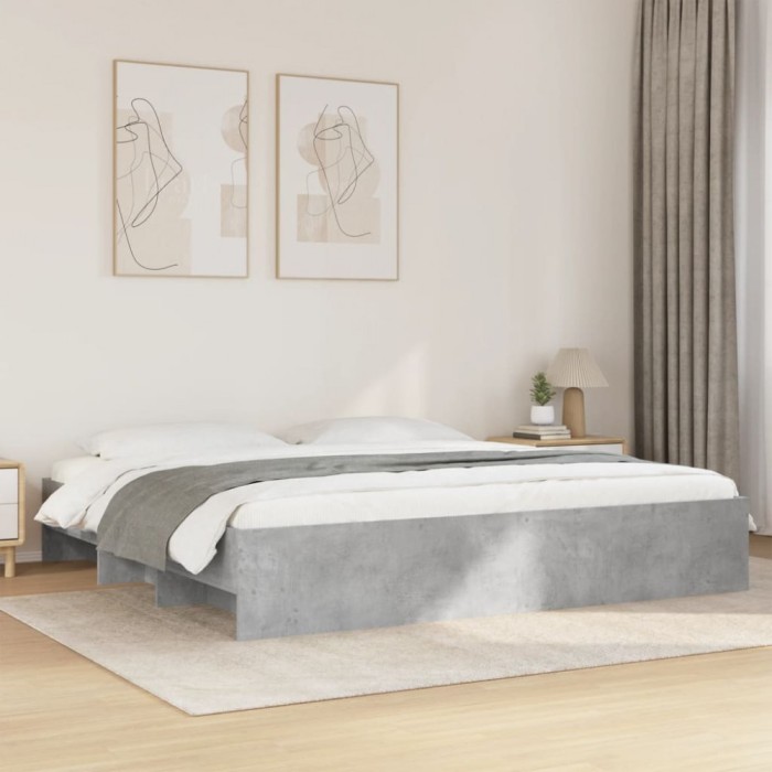 vidaXL Cadru de pat, gri beton, 200x200 cm, lemn prelucrat 3295628