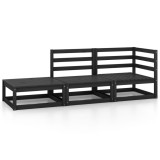 Set mobilier de gradina, 3 piese, negru, lemn masiv de pin