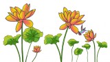 Sticker decorativ, Flore portocalie, 150 cm, 396STK-1, natura si peisaje