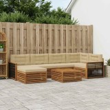 vidaXL Set de canapele de exterior cu pernă 7 pcs Natural și Bej 3383596