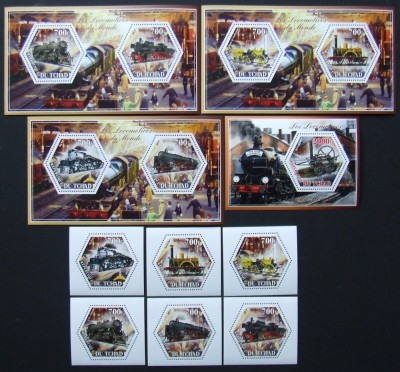 R.DU TCHAD-LOCOMOTIVE-SET 6 V.+4 S/Sh.NEOBLITERATE-DANTELATE-MNH** - EP 060 foto