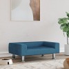 vidaXL Pat C&acirc;ini Albastru Catifea 70x45x26.5cm, Mic &amp; Confortabil, Cadru Lemn Solid, Picioare Oțel Cromat, Rezistent &amp; Elegant