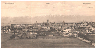SV * Sibiu * VEDERE GENERALA * 1918 * Carte Postala Tripla foto