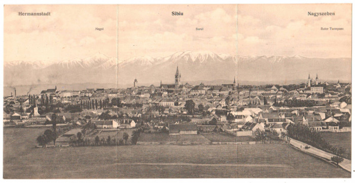 SV * Sibiu * VEDERE GENERALA * 1918 * Carte Postala Tripla