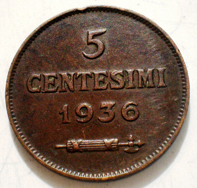 A.007 SAN MARINO 5 CENTESIMI 1936 foto