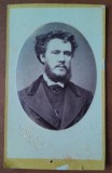 Fotografie CDV Barbat cu Barba, Sec XIX, Nestor Heck Iasi, Album Vechi, 10x6 cm, Alb-Negru, Suport Carton