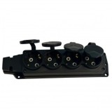 Prelungitor cauciucat pentru exterior, Horoz 4 locasuri, Schuko, IP44, 16A, fara cablu, negru