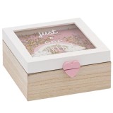 Cutie de depozitare cu capac din sticla, Neirini, Multicolor, 15 x 15 x 7 cm
