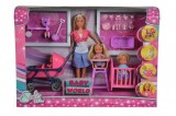 Set Papusa Steffi cu 3 Bebelusi si Accesorii