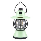 Lampa Camping Retro eMazing, Felinar LED Portabil, Acumulator 1200mAh, Reincarcabila, 3 Moduri, ABS, Verde
