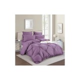 Cumpara ieftin Lenjerie de Pat Finet, Pliuri Brodate cu Elastic, 6piese - SIPRT1-07, Mov