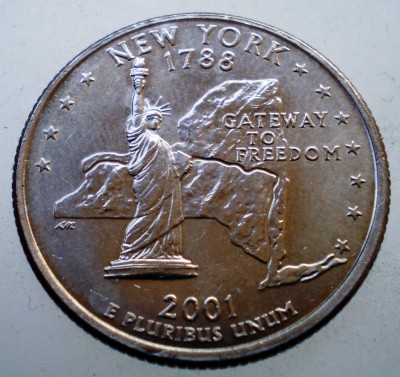 7.236 USA SUA NEW YORK QUARTER DOLLAR 2001 D XF foto